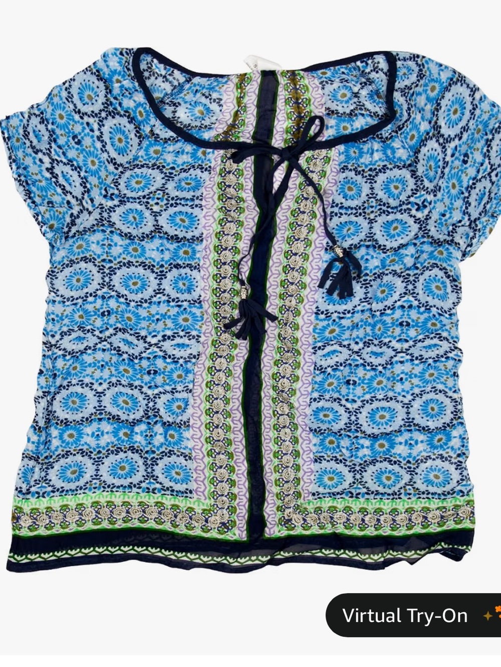 Bila Short Sleeve Sheer Peasant Top